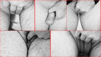 Fake cameltoe pussy & very hairy legs + slow motion pissing video