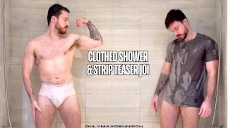 clothed shower strip tease & joi