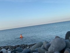 Monika Fox Swims Naked In Sea