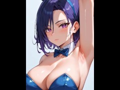 ~縦動画~【変態エロアニメ】巨乳バニーガールの臭いムレムレの汗だくボディ・脇フェチ・匂いフェチ - Screenshot 9 of 16 - Big Tits