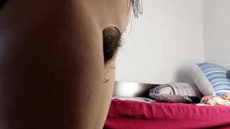 Sexy brunette tries on clothes in fitting room. I'm looking at a hairy pussy, big tits, b
