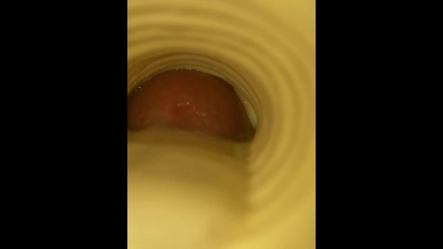 Spurting a warm load into a tight fleshlight