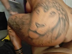 He fucks my giant pussy after I inflate it until it bursts