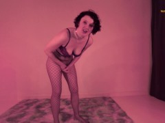 Solo Female in Fishnets Winks Tight Virgin Butthole with a Cum Countdown