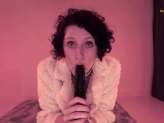 Solo Female Spits & Sucks Dildo with a Cum Countdown