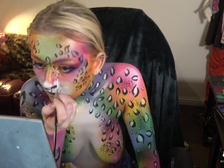 Rainbow Leopard Body-Paint Nude Timelapse