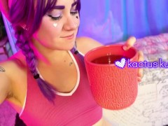 pretty girls pees in a plant pot