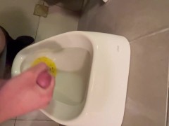Had to take the risk to cum in this public toilet everyone could catch me biting my meat in every se