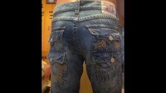 Desperate after work toilet piss #5  + farts in sexy limited edition jeans