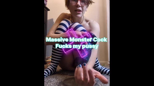 Massive Monster Cock Destroys Petite Nerdy pussy