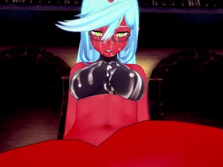 Kneesocks Daemon from Panty and Stocking gives you a Footjob Hentai POV