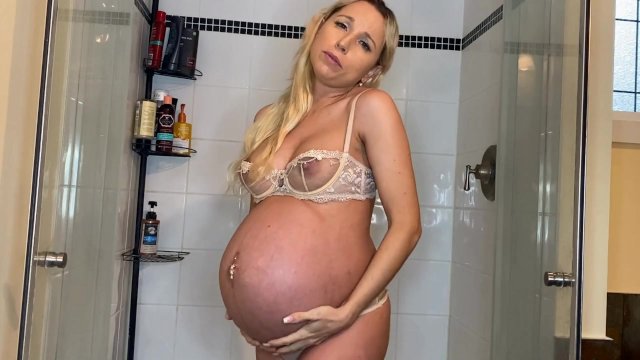 9 Months Pregnant Belly Worship and JOI - Cum on Me - Taboo Girl