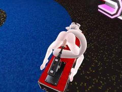 Beautiful Furry Is Gagged To A Sex Machine, In A BDSM Room