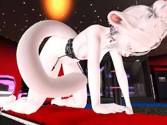 Beautiful Furry Is Gagged To A Sex Machine, In A BDSM Room And Has Hard Orgasms