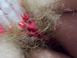 Hairy Pussy Tease in Red Panties Super Big Bush Amateur
