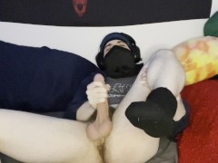 MUSCULAR MASKED MAN MOANS AND MASTURBATES