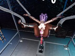 Beautiful Girl Is Gagged To A Sex Machine, In A BDSM Room