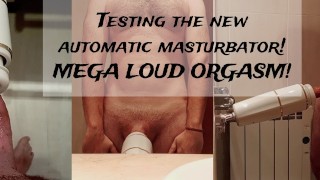 Auténtico sexy maduro peludo con gran polla gimiendo y corriéndose duro con masturbador automático!