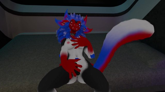 Furry alien slut playing with herself.