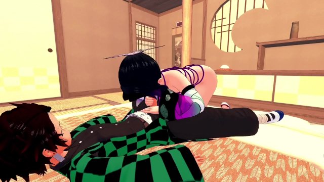3D Shinobu couldn't resist seeing Tangiro's cock Shinobu fucking Tangiro