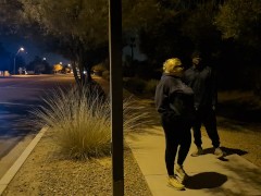 Attempted fun on our night time walk