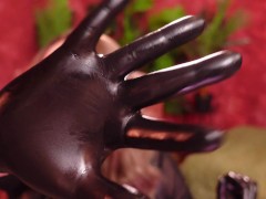 ASMR video: medical nurse gloves with oil. Sounds triggers.