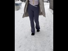 Bimbo Hotwife Flashing Big Tits in Public