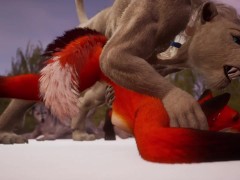 Furry girls fuck big cock outdoors in wild life sex