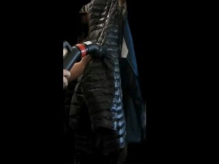 Big Vacuum with Girlfriend's Black Ghost Whisperer down Jacket