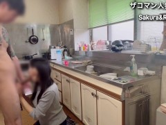 昭和レトロな台所で生々しいセックス/巨根ポルチオ開発/人妻/キッチン/即イキ連続絶頂/着エロ/着衣/生ハメ/日本人夫婦/カップル - Screenshot 9 of 16 - 台所