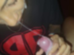 Sucking Balls And Getting Cum In My Face - Screenshot 14 of 16 - Dyke Tries Dick