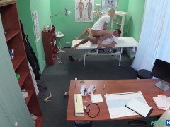 Fake Hospital Patient gets lucky and fucks the HOT BLONDE NURSE
