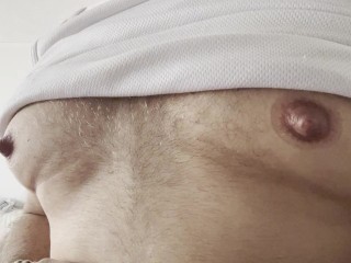 Very Big Erect Nipples under Shirt