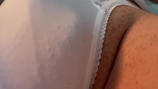 Wearing my HOT ROOMMATE’S SEXY LINGERIE MADE ME SO HORNY YOU CAN SEE MY HAIRY BUSH POKE THRU !!