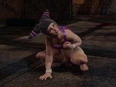 Juri Han rides a dildo - 3D Porn