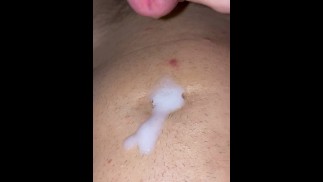 Bellybutton full of cum and precum