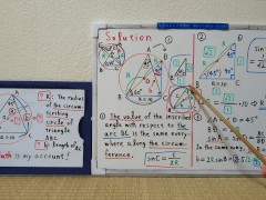 Find the radius of the circumscribing circle of triangle ABC and the length of AC.[JapanMath]