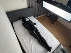 Vacuum bag restraint with gas mask breath play💜