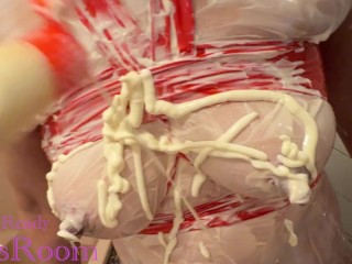 【五十路人妻熟女】マヨネーズメッシー　肥大乳首　おっぱい弄り