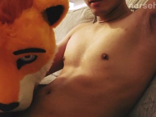 Giving myself a Fursuit Head Blowjob then Cumming Wearing it 🥵💦