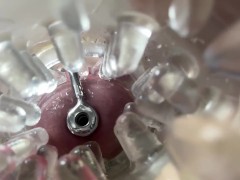 Super camera. Cumming in pussy from a catheter