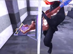 Beautiful girl has her ass spread in BDSM Room