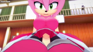 Amy Rose из Sonic тренируется с футджобом! Хентай от первого лица