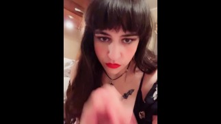 Goth Girl Deepthroats Cock and Swallows Cum