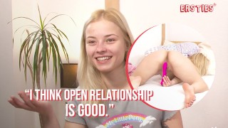 A Charming Blonde Ukrainian Beauty Uses A Vibrator To Satiate Her Cravings