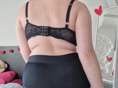 Try on Haul and changing in front of you my hot satin panties - full back teasing with my big ass