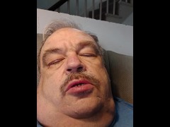 Fat daddy jacks his cock