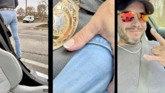 Driving around town rubbing my cock through my jeans