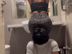 Facesitting in the bathroom for my human chair