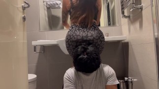 Facesitting in the bathroom for my human chair